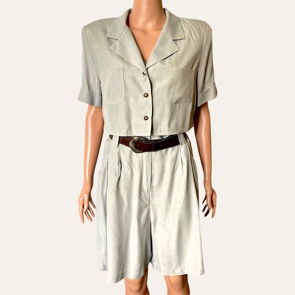 80s Vtg Safari Belted Belted Boho Romper - Picture 1 of 8